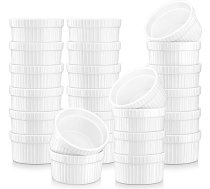 MALACASA Ramekin.trauku sērijas porcelāna kastroļi, kūku veidnes, bļodas, mini suflē formas, kēksu veidnes, smalkmaizītes, cepšanas krūzes, krāsu gradients, zila, sarkana, zaļa, zaļa, oranža, krēmīgi balta.