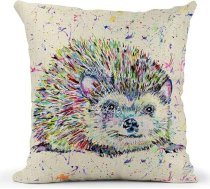 Vixar Ežs akvareļkrāsains varavīksnes spilvens ar pildījumu vai pārvalku 40 x 40 cm Ziemassvētku dzimšanas dienas dāvana (tikai pārvalks) (ar pildījumu)