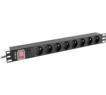 Barošanas bloks pdu 19" (1u, 16a, 8x 230v pl, 2m, melns) pdu-08e-0200-bk