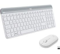 Logitech MK470 Combo Slim bezvadu tastatūras un peles komplekts, 2,4 GHz savienojums, izmantojot nano USB uztvērēju, 10 m diapazons, 18 mēnešu akumulatora darbības laiks, PC / klēpjdators, UK QWERTY izkārtojums - balta / White