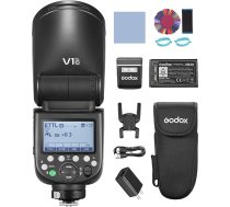 GODOX V1PRO C 2.4G bezvadu kameras zibspuldze Speedlite E-TTL II automātiskā zibspuldze ar M/TTL zibspuldzes režīmu 1/8000s HSS ar barošanas avota pieslēgumu un noņemamu zibspuldzi + 24 gab. zibspuldzes želejas Canon EOS modelim