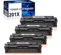 Jagute 201X toneris, kas ir saderīgs ar HP 201A CF400X CF400A multipaketes tonera kasetnēm priekš Color Laserjet Pro MFP M277dw M252dw M277n M277n M277 M277 M274n M252n M252 (4 gab.)