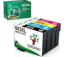 GREENSKY saderīga tintes kasetne Epson 603 603 XL priekš Epson Expression Home XP-4105 XP-4100 XP-3105 XP-3100 XP-2105 XP-2100 Workforce WF-2850DWF WF-2835DWF WF-2830DWF WF-2810DWF (4 iepakojumi)