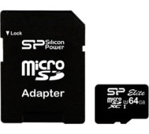 Atmiņas karte microsdxc elite 64gb cl10/uhs-1 100/80 mb/s elite + adapteris