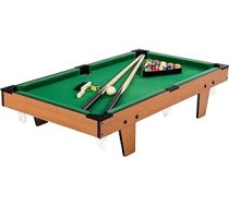 GAMES PLANET Mini Pool biljarda galds Micro ar piederumiem (2 kijas, bumbiņas, trīsstūris, krīts, ota), 3 dekori, izmēri: 92 x 52 x 19 cm