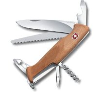 Victorinox Ranger Wood 55 kabatas nazis / nazis (10 funkcijas, ieskaitot bloķējošo asmeni un skrūvgriezi), brūns