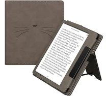 kwmobile Flip Case saderīgs ar Amazon Kindle Oasis 10th Generation ar rokas siksnas vāciņu Cat Miau Grey