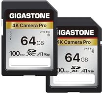 Gigastone 4K Camera Pro 64GB SDXC atmiņas karšu komplekts 2 ar ātrumu līdz 100 MB/s Canon Sony Nikon Olympus digitālajām kamerām 4K UHD video ierakstīšana UHS-I U3 V30, 10. klase