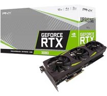 PNY GeForce RTX 3080 12 GB XLR8 Gaming Epic-X RGB Uprising trīskāršā ventilatora grafiskā karte LHR, VCG308012LTFMPB, melna ANEB09TB5BWHBT