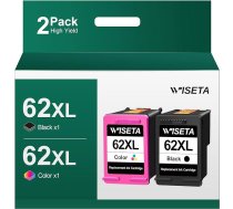 WISETA 62XL 62 XL kasetnes HP 62 XL 62XL printeru kasetnes, kas ir saderīgas ar HP Envy 5540 5640 5640 5642 5644 5646 7640 5660 7644, HP OfficeJet 250 200 5740 5742 printeri (1 melns, 1 melns, 1)