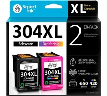 Smart Ink atjaunotas tintes kasetnes HP 304XL, 304 XL 2, daudzpaku, melnās un krāsainās kasetnes, lielas ietilpības kasetnes DeskJet 2620, 2630, 2635, 3700, 3720, 3730, 3730, Envy 5010, 5010, 5020, 5052, 5055