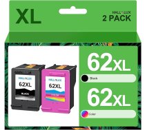 HALLOLUX 62 drukas kasetnes 62 XL Multipack tintes kasetnes, kas ir saderīgas ar HP 62XL melnās un krāsainās krāsas kasetnēm Envy 5540 5544 5545 5548 5640 5646 7640 OfficeJet 200 5740 5740 5742 5744 (2 iepakojumi)