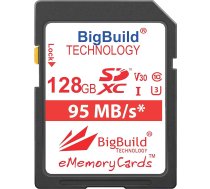 BigBuild Technology 128GB UHS-I U3 95MB/s atmiņas karte Canon EOS 1200D, 1300D, 2000D, 200D, 4000D, 5DS, 5DS R, 77D, 800D, 80D, 9000D, 5D Mark IV, 6D Mark II, M100, M3, M5, M50, M6, R kamerām