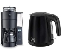 Melitta Aroma Fresh 1018-05 kafijas automāts, matēts melns + tējkanna, Prime Aqua Mini, nerūsējošais tērauds, melns izlaidums, 1,0 L, 2200 W, 1018-05