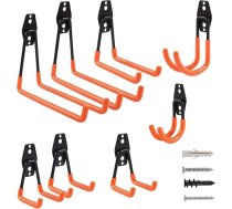 Uzglabāšanas garāžas āķi, 8 Pack Multipurpose Double Hooks Heavy Duty Wall Mount Garden Tool Holder Hanger Hanger Organizer for Home Organizing Power Tools Bulk Items