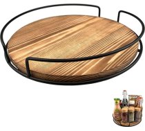 CCDSR Lazy Susan Virtuves organizators, 28 cm, neslīdošs garšvielu turētājs, pieliekamais, virtuve, darba virsma, ledusskapis, priedes, karbonizēta melna krāsa