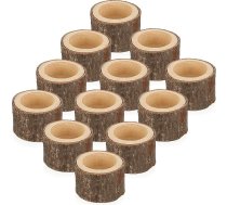 SUMTree 12 koka sveču turētāju iepakojums Votive sveču turētāji dekorēšanai mājas galda kāzām (augstums 4 cm)