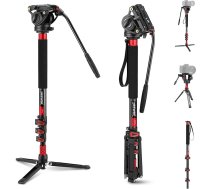 NEEWER 71,6 collu pro kameras monopods Teleskopiskais oglekļa šķiedras monopods ar ātrās atbrīvošanas plāksni DJI RS Gimbals Manfrotto, noņemama bāze kamerai, maksimālā slodze 6 kg, TP71