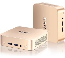 UXX Mini PC 8GB RAM N5095 Galda dators 256GB SSD, neliels spēļu dators, 4K IPS HD UHD trīskāršs displejs, BT4.2, 2.4/5G WiFi, USB 3.0, birojam/spēlēm/ multividei, zelta krāsā