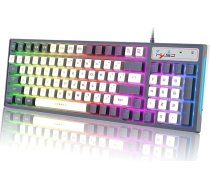 Vadu RGB spēļu tastatūra ar Multi-Rainbow 8 Chroma LED fona apgaismojumu, krāsu bloku taustiņu vāciņi, ergonomiski 26 taustiņi, Anti-Ghosting, 96 taustiņu izkārtojums, lāzergriezums