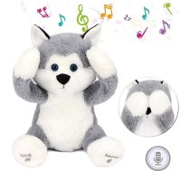 Hopearl Peek A Boo Husky Interactive Repeats What You Say Plīša rotaļlieta suņiem Muzikāla dziedoša runājoša plīša rotaļlieta Adorable Electric Anime Birthday Festival, pelēka, 29 cm