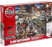 Airfix A50009A 1/76 75 gadu D-Day dāvanu komplekts, Front Line Sherman, Tiger Tank Model Kit, Multi, 1:76 Scale