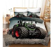 KGOSAUO Baby Bērnu gultas veļa Traktora Segas pārvalks 100 x 135 cm + Spilvendrāna 40 x 60 cm 3D Tractors Bērnu gultas veļas grozāmā pārvalka komplekts ar rāvējslēdzēju, mīksta mikrošķiedras gultas veļa