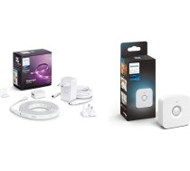 Philips Hue White & Col. Amb. Lightstrip Plus 2 m bāze, 1600 lm, saderīgs ar Amazon Alexa (Echo, Echo Dot) + kustības sensors, inteliģentais kustības sensors, dienas gaismas sensors, sistēmas piederumi