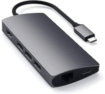 SATECHI USB-C centrmezgla vairāku portu adapteris V2-4K HDMI (60 Hz), 60 W USB C uzlāde, GbE, SD/mikro karšu lasītājs, USB 3.0 — M2/M1 MacBook Pro/Air, M2/M1 iPad Pro/Air, M2 Mac Mini, iMac M1 (Space Grey) ANEB075FW7H5JT