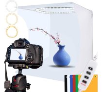 DUCLUS Light Tent Photo Box 30 x 30 cm Pārnēsājama gaismas kaste Foto studija ar dimmējamu 88 LED apgaismojumu + 6 fonu fotografēšanai Mini produktu/ juvelierizstrādājumu/ kolekciju modeļiem