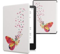 kwmobile Flip Case saderīgs ar Amazon Kindle Paperwhite (11. paaudzes - 2021) - E-lasītājs - Butterfly Swarm Multicoloured Pink White