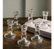 Romadedi Stikla sveču turētājs Taper Candle Candles - 10 gabali caurspīdīga stikla sveču statīvs Elegants kāzu galda dekorēšanai Ziemassvētku Adventa Adventa dzīvojamās istabas dekorēšanai