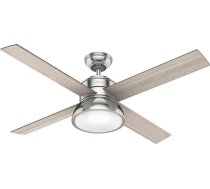 HUNTER Fan Loki 50424 Griestu ventilators iekštelpām, ar apgaismojumu un tālvadības pulti, 4 maināmām lāpstiņām, gaiši pelēka ozola un dabīgā koka krāsā, ideāli piemērots vasarai un ziemai, 132 cm