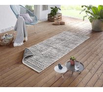 NORTHRUGS Biri paklājs iekštelpām un ārpus telpām 80 x 250 cm - divpusējs paklājs, izturīgs pret laikapstākļiem Boho stila Vintage dizaina paklājs balkonam, terasei, dārzam, ziemas dārzam, viesistabai Ūdensizturīgs melns, krēmkrāsas krās