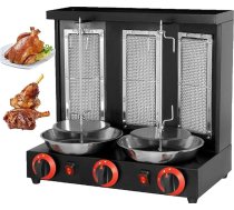 CYTBEK Vertikālās Döner-Kebab-Grillmaschine, Rotisserie-Grills, 360° automaticischer rotierender Grillofen mit 3 Brennern, Fleischauffangpfanne, Truthahn-BBQ-Grill für Zuhause, Party, Garten Black