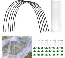 BNGXR Augu tuneļa arkas, siltumnīcas riepas, Polytunnel, 2,5 x 6 m Polytunnel, Tīkls aizsardzībai pret kukaiņiem, Dārza skavas, Dārza tuneļa riepas, Polytunnel arkas, siltumnīcai, augiem, dārzeņiem, augļiem