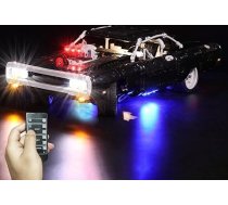 LocoLee LED gaismu komplekts, saderīgs ar LEGO Dom's Dodge Charger, dekoratīvo LED gaismu komplekts, saderīgs ar LEGO 42111 sacīkšu auto gaismu komplektu, bez modeļa (tālvadības pults)