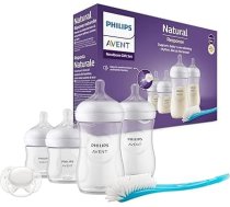 Philips Avent Natural Response zīdaiņu pudelīšu dāvanu komplekts jaundzimušajiem - 4 zīdaiņu pudelītes, īpaši mīksts māneklis un birstīte pudelītei, zīdaiņiem no 0 līdz 12 mēnešiem un vecākiem (modelis SCD838/11)