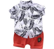 Toddler Boy Summer Gentleman Outfits - T-krekls un šorti komplekts Tops + Toddler Rainbow Shorts Gadījuma apģērbs Vasaras modes sporta tērps Modes svītrains drukas 1-8 gadi