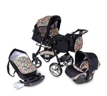 Buggie Urbano DenimParadise | 3-in-1 sistēma | Ratiņi, kombinēti rati, bērnu sēdeklītis, automašīnas sēdeklīšu sistēma | Divvirzienu rokturis | Ceļojumu sistēma | Moderni, viegli ratiņi ar visiem komplektā iekļautajiem piederumiem