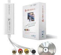 DIGITNOW! USB 2.0 video tveršanas karte, VHS VCR TV uz DVD pārveidotājs, atbalsts operētājsistēmai Mac OS X PC Windows 7 8 10 White Medium