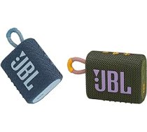 JBL GO 3 maza Bluetooth kārba zaļā krāsā — ūdensizturīgs, pārnēsājams skaļrunis ceļā — līdz pat 5 stundām atskaņošanas laiks ar vienu akumulatora uzlādi un GO 3 maza Bluetooth kārba zilā krāsā ANEB0B8N275XBT