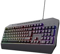 Trust Gaming GXT 836 Evocx spēļu tastatūra ar vācu QWERTZ izkārtojumu, 78% pārstrādāta plastmasa, RGB apgaismojums, pret spoku veidošanās, multivides taustiņi, spēļu tastatūra USB personālajam/klēpjdatoram — melna