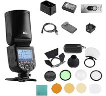 Godox V1S profesionālās kameras zibspuldze Speedlite zibspuldze apaļa galviņa bezvadu 2.4G Fresnel Zoom priekš Sony a7RII a7R a58 a99 ILCE6000L a7RIII a7R3 a9 a77II a350 kamerām + GODOX AK-R1 kabatas zibspuldze