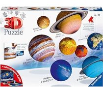 Ravensburger 11668 planētu sistēmas 3D puzle bērniem no 7 gadiem, 8 puzles lodīšu planētas kā Saules sistēmas modelis ar plakātu, modeļu izgatavošana bez līmēšanas. ANEB079NPW2DZT