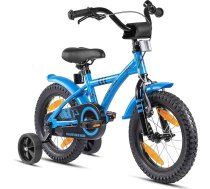 PROMETHEUS® 14 IŅU KIDS BRĪVriteŅŠ ZILI BALTĀ krāsā + ar izturīgiem noņemamiem stabilizatoriem + bremzēm atpakaļgaitā | Drošai un bezrūpīgai rotaļai bērniem no 4 gadu vecuma | 14s BMX Edition