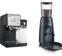 Breville Prima Latte II Espresso | Latte un kapučīno automāts | Profesionāls 19 bāru sūknis un piena putotājs | Sudraba (VCF108X) un Graef kafijas dzirnaviņas CM 702