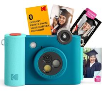 KODAK Smile+ bezvadu digitālā momentkadera ar efekta maiņas objektīvu, 2x3 collu cinka fotoattēlu izdrukas ar pašlīmējošu pamatni, saderīga ar iOS un Android ierīcēm - zila krāsā