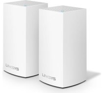 Linksys Velop WHW0102 Divjoslu tīklveida WiFi 5-sistēma (AC1200) WLAN maršrutētājs, retranslators, pagarinātājs, līdz 260 m² WLAN pārklājums ar 4 Gigabit-Ethernet pieslēgvietām un drošības funkcijām - 2 gab., balts, balts