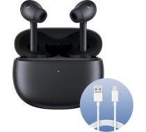 Xiaomi Buds 3 (Carbon Black) ar USB-C 1 m kabeli, Bluetooth 5.2 savienojums, līdz 32 stundām darbības, trokšņu slāpēšana līdz 40 dB, putekļu un ūdensizturīgs, itāļu versija